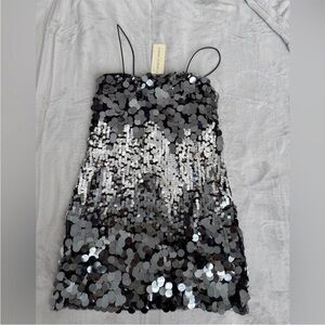 Thurley Black and Silver Sequin Mini Dress